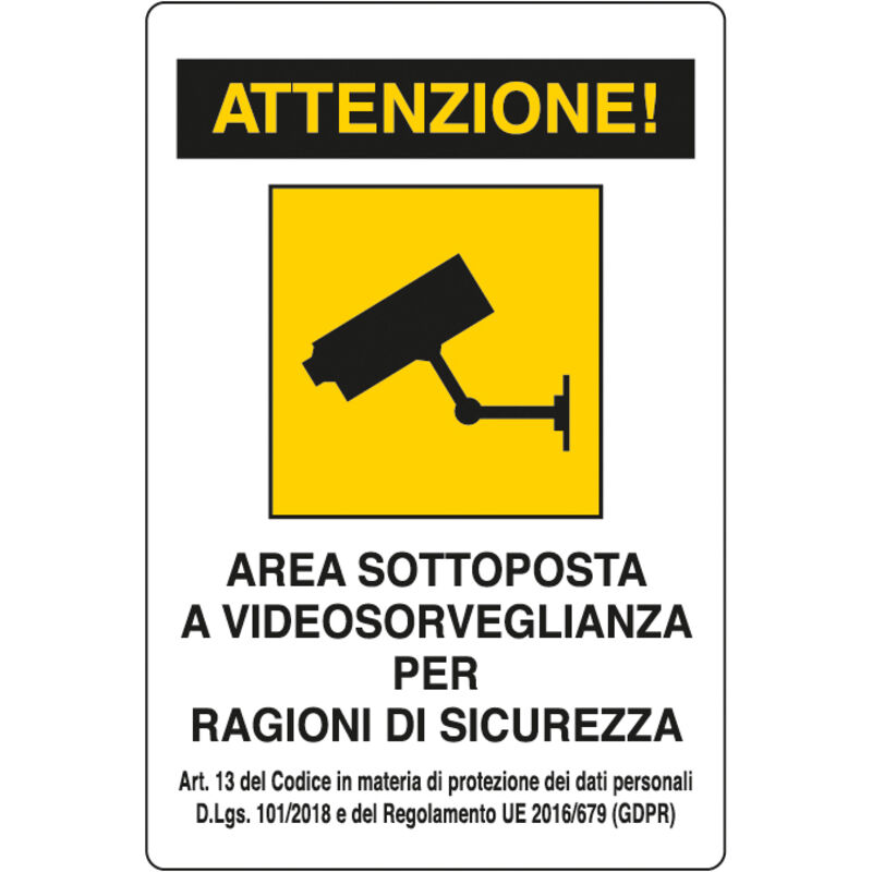 Cartelli Videosorveglianza Alluminio Cartello Area Videosorvegliata In Alluminio 20x30cm - 2 Pezzi Con Avviso GDPR Cartelli Proprietà Privata - Foto 3