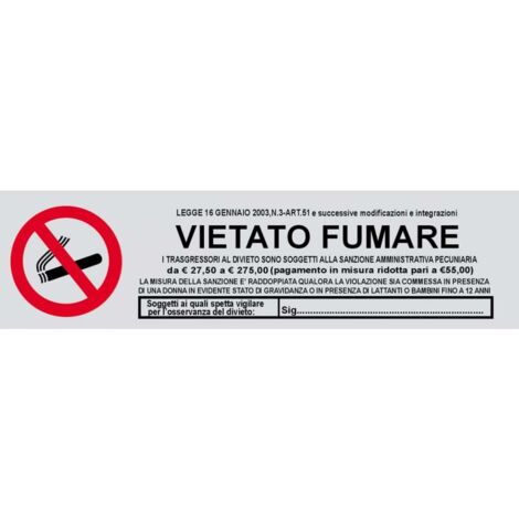 Cartello Vietato Fumare Adesivo 4x15 cm