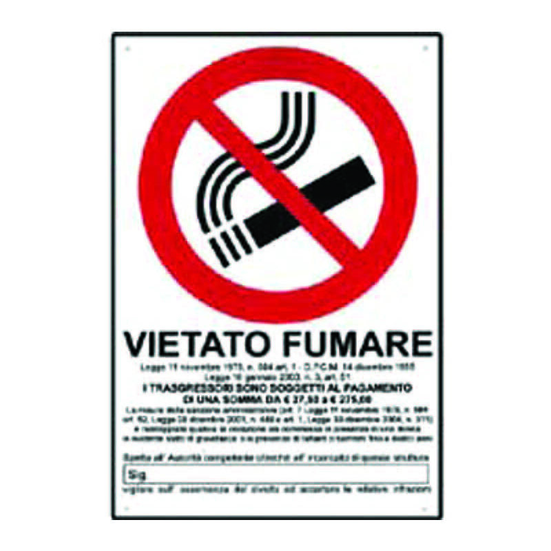 Image of Cartello vietato fumare - cm.20x30h.