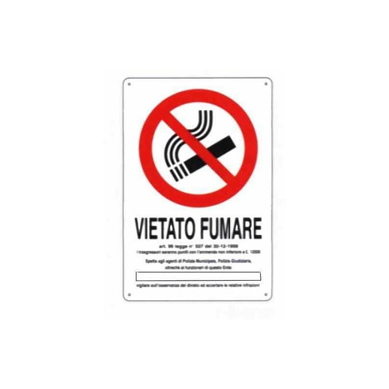 Image of Cartello Vietato Fumare Dl 20X 30 Alluminio