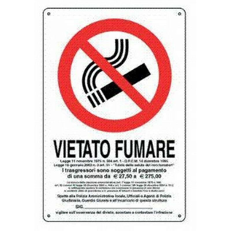 Image of Segnaletico vietato fumare in metallo ferro 20x30 - Cartello