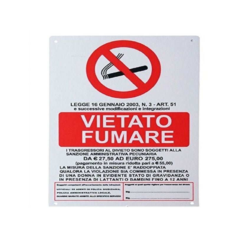 Image of Trade Shop - Cartello Vietato Fumare Legge Trasgressori Segnaletica Sicurezza Avvertimento
