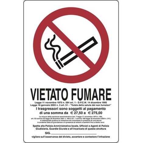 CARTELLO VIETATO FUMARE NORMAT 30X20