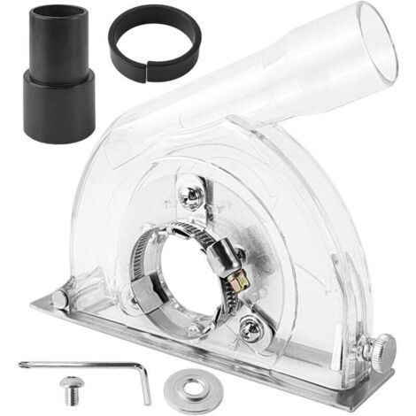 Carter Aspiration Meuleuse 125 mm/100 mm/150 mm avec Clé Hexagonale et Rondelles, Capot de Meuleuse D'angle avec Fentes de Guidage pour Disques à Tronçonner de 90 mm, 115 mm et 125 mm