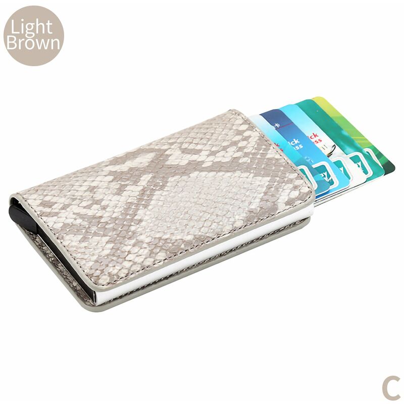 

Cartera Titular de la tarjeta PU Protector de la caja de la tarjeta Bloqueo RFID Boton a presion Pestana emergente Credito antirrobo para mujeres