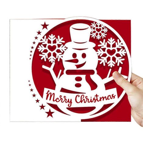 Cartes de vœux de Noël avec bonhomme de neige - Matrices de découpe en métal - Pochoir - Scrapbooking - Album photo - Modèle de carte en papier - Moule - Gaufrage - Décoration artisanale