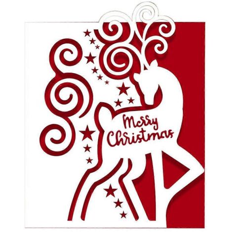 Cartes de vœux de Noël avec un élan - Matrices de découpe en métal - Pochoir - Scrapbooking DIY - Modèle de carte en papier - Moule à gaufrage