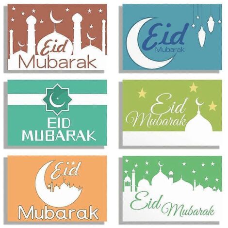 Cartes de Vœux Eid Mubarak 6 pièces, Château de Lune, Papier Message Remerciement, pour Fête Maison, Mariage, Anniversaire, Ramadan, Invitation - QL269