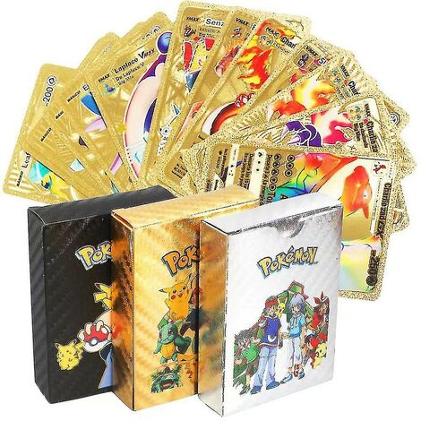Cartes Pokémon Cartes Flash Feuille d'or et d'argent Cartes de jeu françaisesnoires