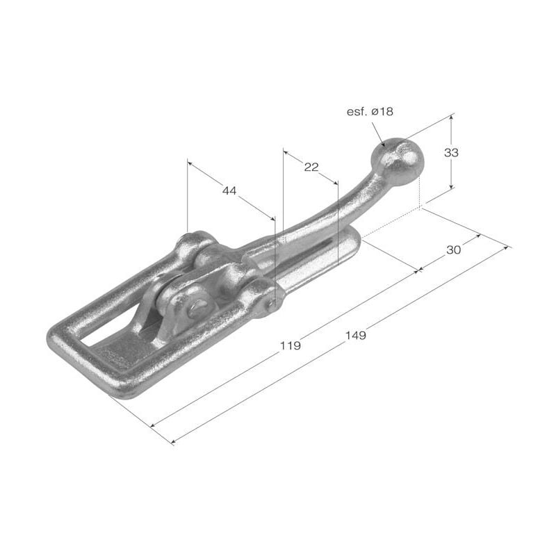 

Cartola Cierre Palanca Bola 149*22*114 Zinc.S/Uña