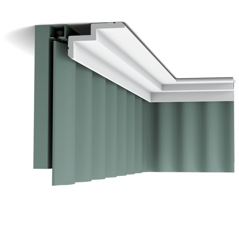 C390 steps Corniche plafond pour éclairage indirect et cache tringle à rideaux Orac Decor - 6x10x200cm (h x p x l) - moulure décorative polyuréthane