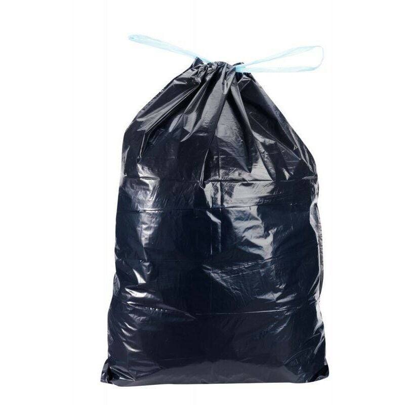 Carton de 100 sacs poubelles à liens coulissants 50 litres - noir