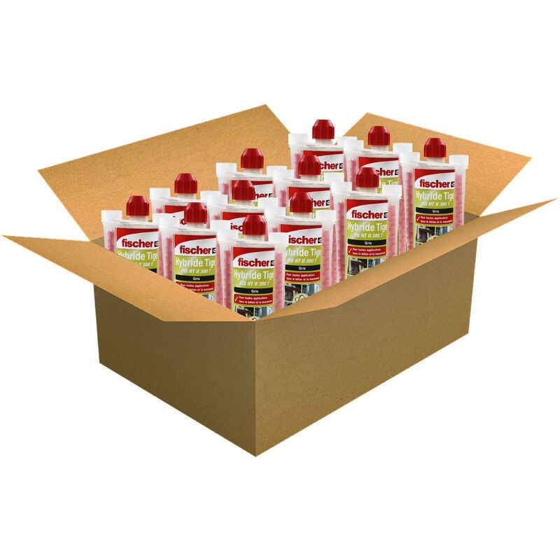 Carton de 12 cartouches scellement chimique - Ton Gris 300ml Fischer 520103