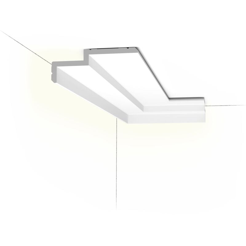 C391 Corniche pour éclairage indirect et cache tringle à rideau - 6x16x200cm (h x p x l) - moulure décorative polyuréthane a l unité