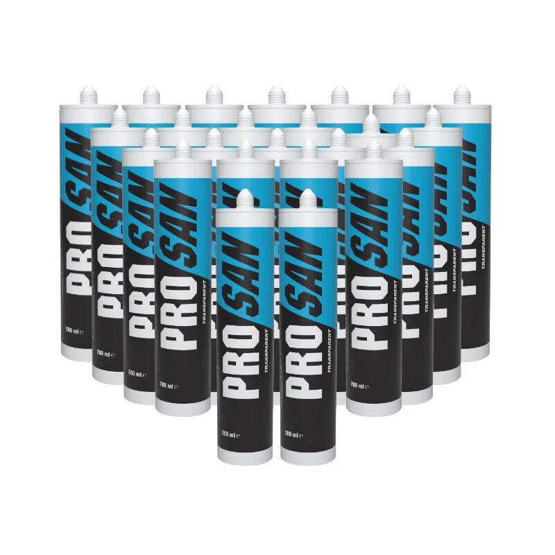 Soudal - Carton de 24 mastics silicones sanitaires transparents, pro san, 280 ml