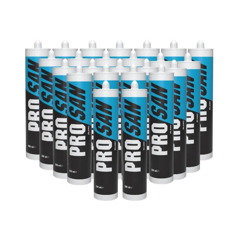 Soudal - Carton de 24 silicones sanitaires blancs, pro san 280 ml