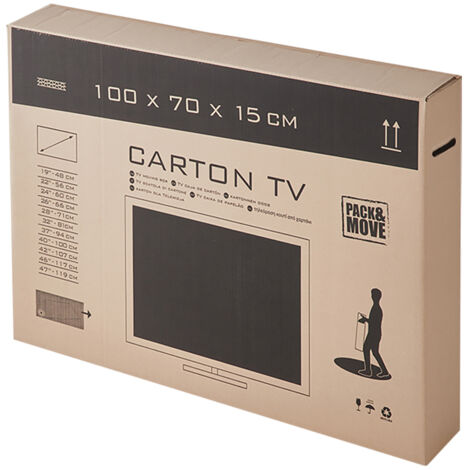 Carton de protection pour TV 47" – Déménagement écran plat – Dimensions 100 x 70 x 15 cm – Structure en carton ondulé – Pack And Move