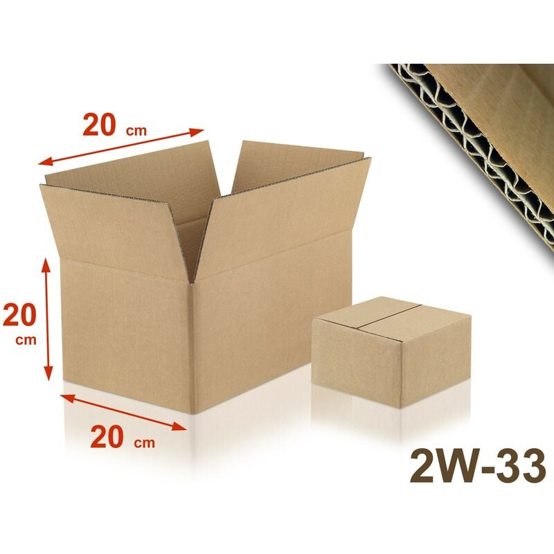 Lot de 100 Cartons double cannelure 2W-33 format 200 x 200 x 200 mm
