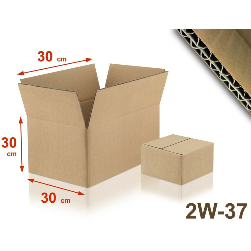 Lot de 5 Cartons double cannelure 2W-37 format 300 x 300 x 300 mm