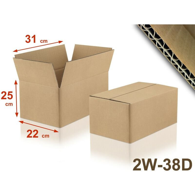 Lot de 10 Cartons double cannelure 2W-38D format 310 x 220 x 250 mm