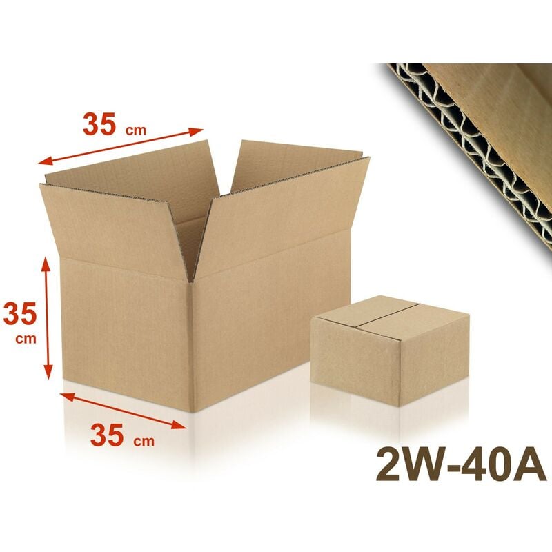 Lot de 10 Cartons double cannelure 2W-40A format 350 x 350 x 350 mm