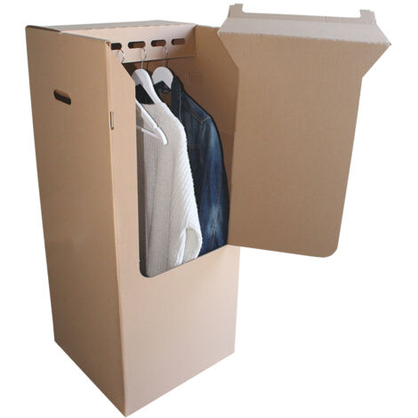 Carton penderie déménagement 50 x 50 x 120 cm – Carton renforcé double cannelure – Écologique et recyclable – 1 marqueur offert – Pack And Move