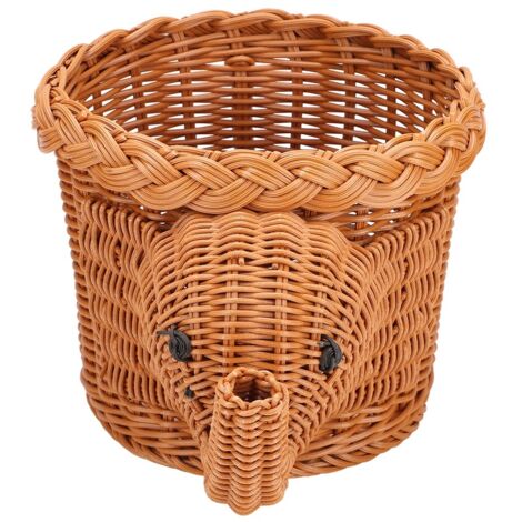 Cartoon Elephant Shape Rattan Bread Fruit Snacks Storage Baskets Food Serving Baskets(Brown)