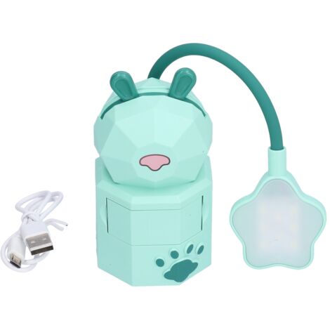 Cartoon-LED-Stehlampe mit USB-Ladeanschluss, Handyhalterung und Ablagefach Schreibtischlampe mit warmweißem Licht und USB-Ladefunktion ABS, 25,5 cm, grün