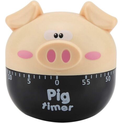 Cartoon Pig Mechanical Timers - Cute Timer Counters for Cooking Timing Tool (Color: Khaki)