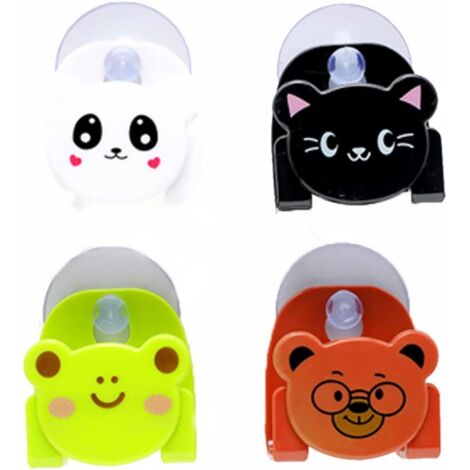 Cartoon Sponge Holder Kitchen Sink Suction Cup Holder Multifunctional Wall Mounted Sponge Holder Soap Scrubbers Cleaning Brush 4 Pieces Sink Suction Cup Holder