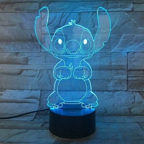 HÉLOISE Cartoon Stitch 3D Lamp Bedroom Table Night Light Acrylic Panel Usb Cable 7 Colors Change Touch Base Lamp Kids Gift