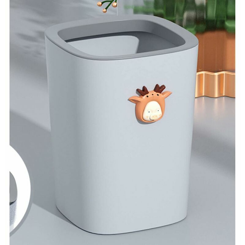 Soleil - Cartoon Trash Can, Trash Can Without Lid, Hidden Plastic Trash Can Trash Can Kitchen Living Room Trash Can, Office Trash Can,Gray