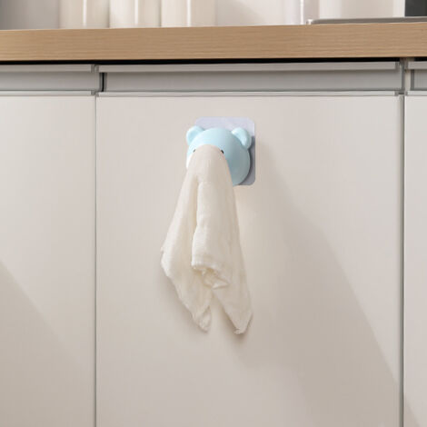Cartoon-Wandhaken aus ABS mit Klebefläche (ohne Bohren) – Niedlicher Tierhaken in Form eines blauen Bären, 2 Stück, für Wohnzimmer, Büro, Badezimmer, 98 g