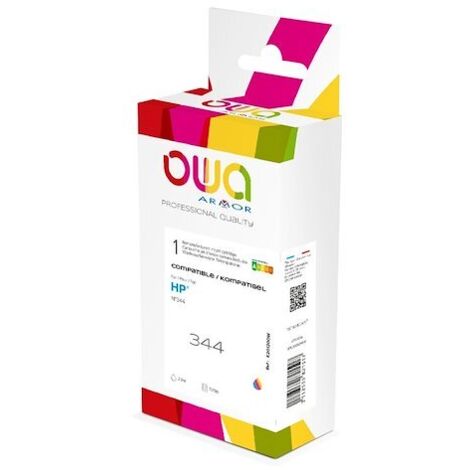 Cartouche 3 couleurs OWA compatible HP 344 Cyan Magenta Jaune pour imprimante jet d'encre