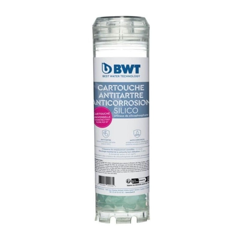 Cartouche BWT antitartre anti-corrosion - Silicophosphate, remplacement recommandé tous les 12 mois