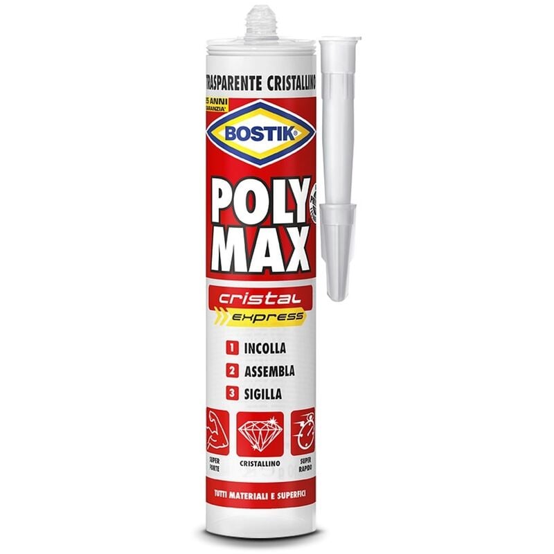 Bostik - Cartouche 300 gr Mastic silicone Polymax Cristal Max pour pistolet