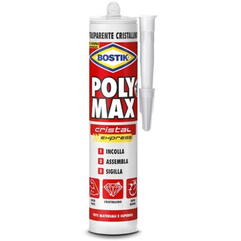 Cartouche Bostik 300 gr Mastic silicone Polymax Cristal Max pour pistolet