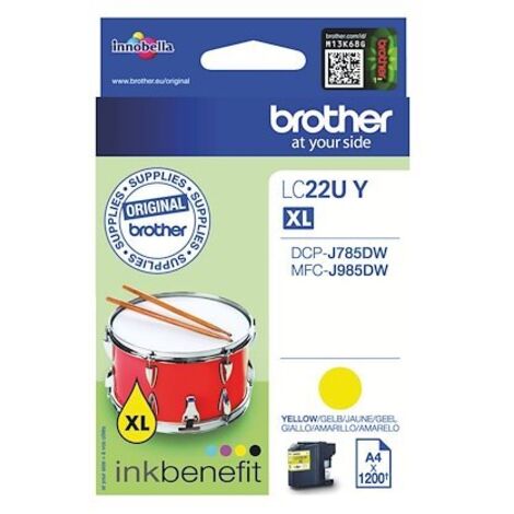 Cartouche Brother LC22U jaune pour imprimante jet d'encre