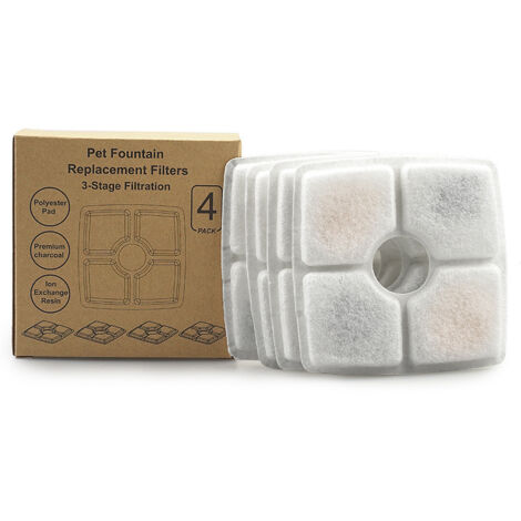 Cartouche, cartouche de distributeur d'eau pour animaux de compagnie, cartouche de charbon actif en résine filtre coton multi filtre cartouche de distributeur d'eau pour chats 12512510mm 4 pièces deux