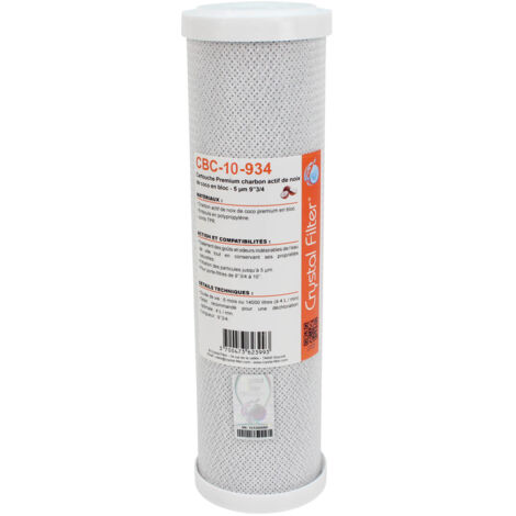 Cartouche CBC-10-934 Premium charbon actif 9''3/4 - 10 µm - Crystal Filter®
