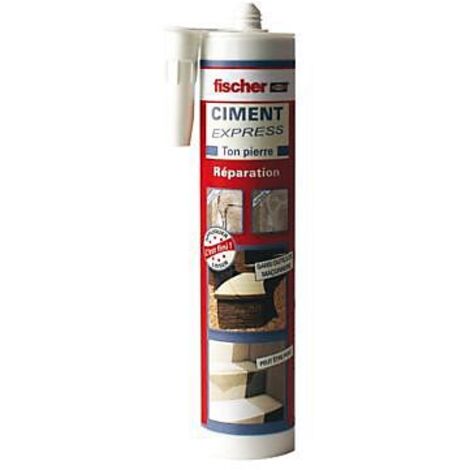 Fischer – Ciment express ton pierre cartouche 310ml – Prêt à l'emploi sans outils – Réparation fissures et joints – Collage tuiles et carreaux