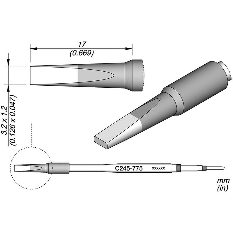 JBC - Cartouche à ciseau 3,2x1,2mm S1 C245775