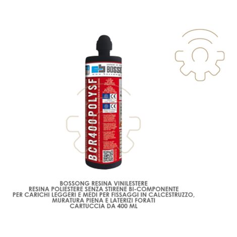 Cartouche d&39ancrage chimique Bossong BCR-400 POLY SF 400 ml bicomposant pour charges moyennes lA gA res fixations A  sec dans le bA ton, la maA onnerie pleine et les briques creuses