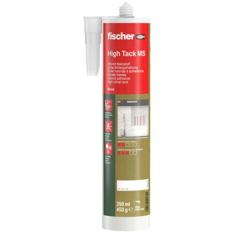 Cartouche de colle élastique High Tack MS blanche à adhérence initiale élevée FISCHER 541712 290 ml