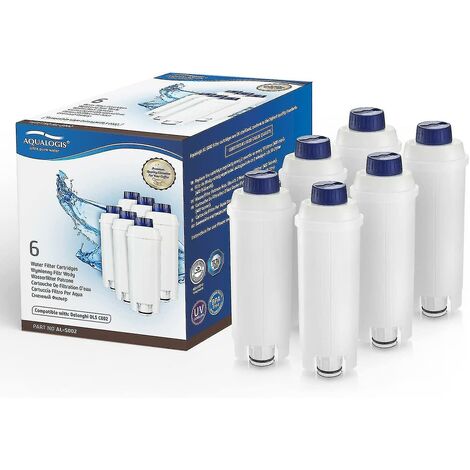 Cartouche de filtre à eau pour machine à café avec adoucisseur de charbon actif, compatible avec Delonghi Ecam, Esam, Etam, Bco, Ec. Pack de 6 produits