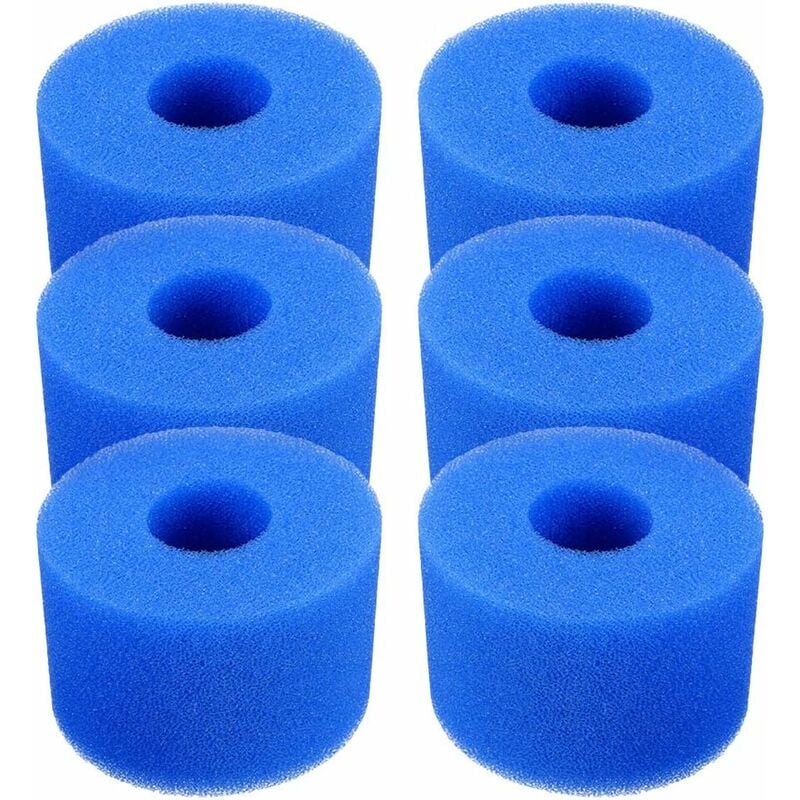 Cartouche de filtre de piscine,Lot de 6 cartouches de filtre de piscine réutilisables et lavables en mousse pour jacuzzi type S1 (bleu) - Tonchean