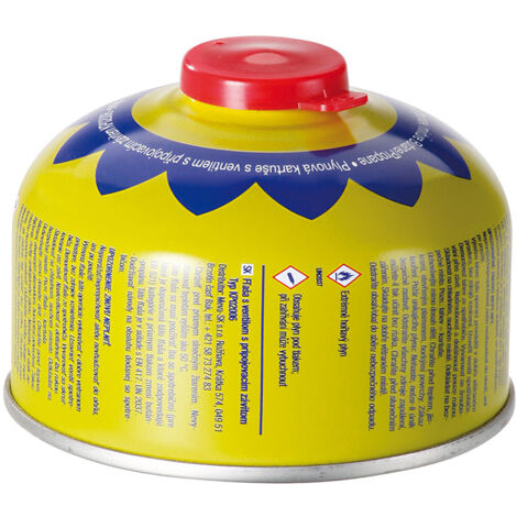 Cartouche de gaz avec valve et filetage pour réchaud de camping PB 100g