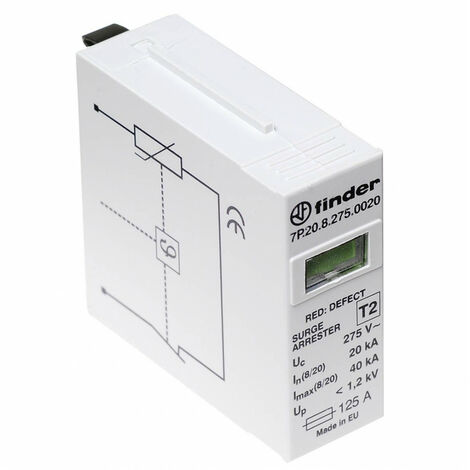 CARTOUCHE DE REMPLACEMENT VARISTOR POUR PARAFOUDRE PHOTOVOLTAIQUE 375VDC In 20kA Up 1,8kV FINDER 377094
