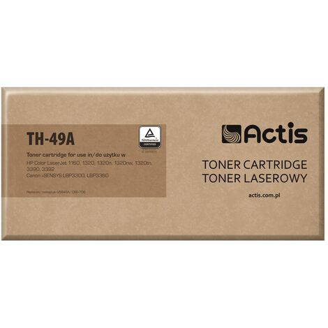 Cartouche de toner Actis TH-49A pour imprimante HP/Canon. Compatible avec HP 49A Q5949A et Canon CRG-708  Standard  2 500 pages  noir. Neuve.