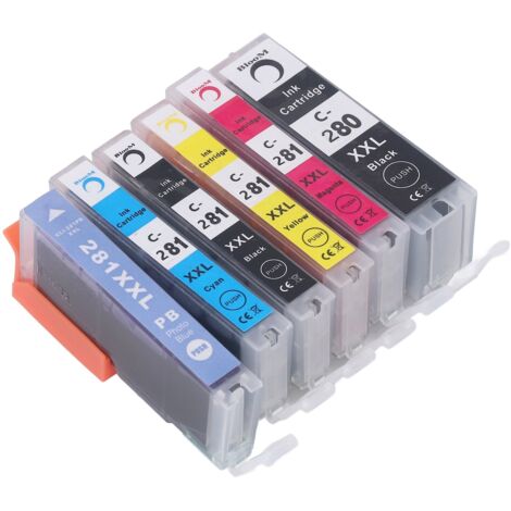 Cartouche d'encre 280/281 pack combo 6 couleurs - Remplacement pour imprimantes Canon PIXMA TS702 et TR7520